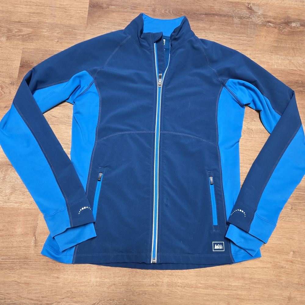 REI Navy and Bright Blue Full-Zip Athletic Lightweight Jacket Medium